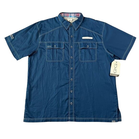 NWT GameGuard Mens Cotton Shirt Short Sleeve Blue Size XL (company logo) - Picture 1 of 6
